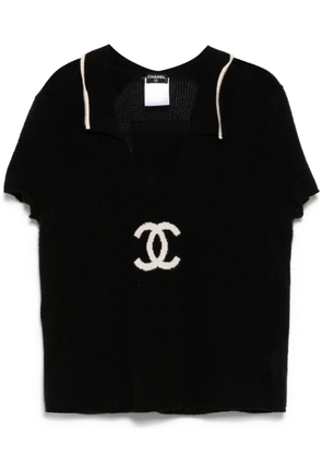 CHANEL Pre-Owned 2001 short sleeve sweater knit Top - Black