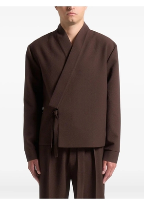 Manière De Voir Robin textured-kimono wrap jacket - Brown