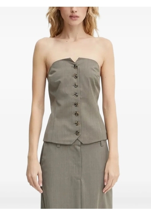 SAMSOE SAMSOE button-front strapless top - Green