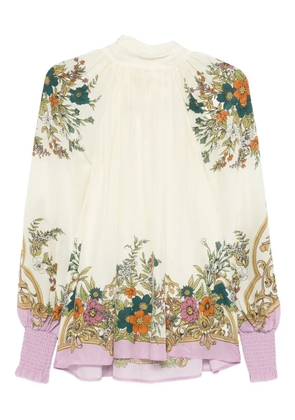 ALEMAIS floral-print high-neck blouse - White