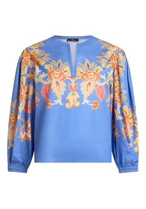 ETRO floral-print cotton blouse - Blue