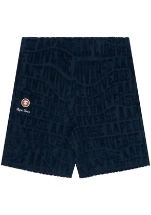 AAPE BY *A BATHING APE® monogram-pattern terry-cloth shorts - Blue