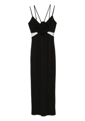 NISSA floral-appliqué gown - Black