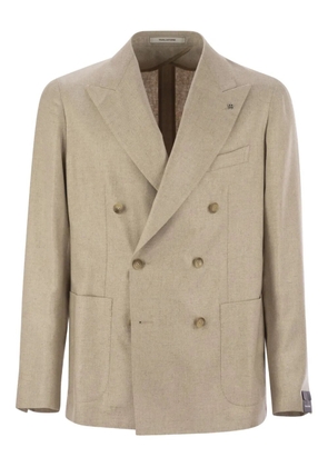 Tagliatore double-breasted patch-pockets silk suit jacket - Neutrals