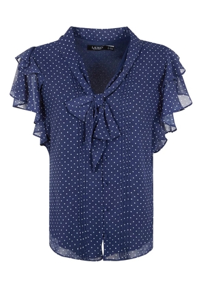 Lauren Ralph Lauren Georgette polka dot ruffled blouse - Blue