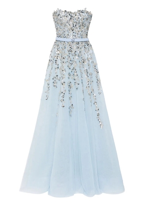 Saiid Kobeisy beaded tulle strapless gown - Blue