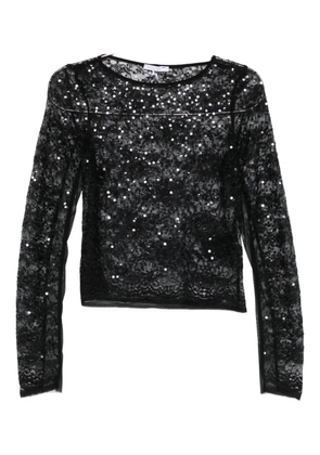 Patrizia Pepe sequin-embellished long-sleeved top - Black