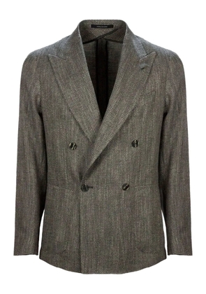 Tagliatore double-breasted herringbone-patterned blazer - Grey