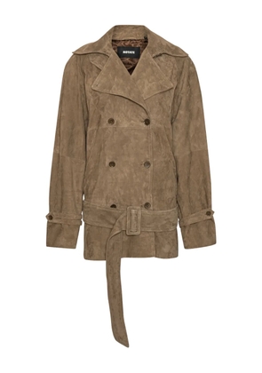 ROTATE BIRGER CHRISTENSEN belted oversize suede jacket - Brown