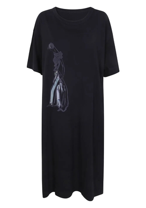 Yohji Yamamoto graphic-print midi dress - Black