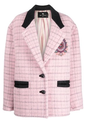 ETRO floral-embroidery virgin wool-blend coat - Pink