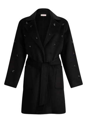 LIU JO jewel-embellished patch-pocket coat - Black