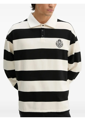 The Kooples striped-pattern long-sleeve polo shirt - Black