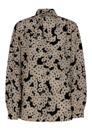 Valentino Garavani floral-print pussy-bow shirt - Black