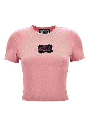 Versace Jeans Couture logo-patch cropped T-shirt - Pink