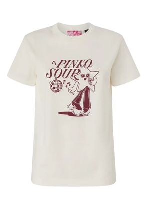 PINKO graphic print cotton T-shirt - Neutrals