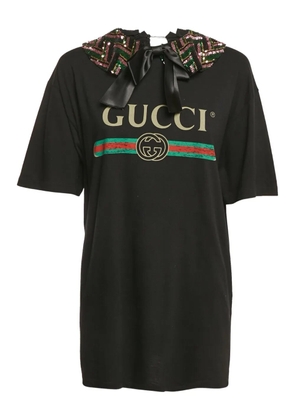 Gucci Pre-Owned embellished-collar cotton T-shirt - Black