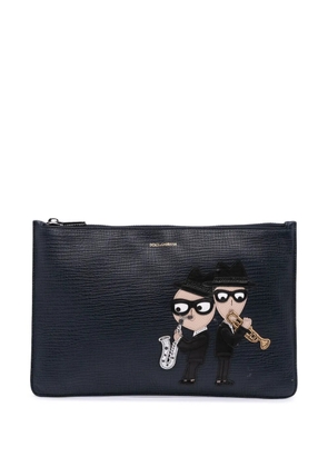 Dolce & Gabbana Pre-Owned 2000-2024 Leather DG Family Patch Zip Pouch clutch bag - Black