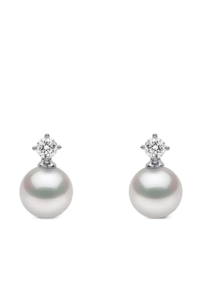 Yoko London 18kt white gold Classic Akoya pearl and diamond earrings - Silver