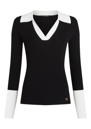 Karl Lagerfeld ribbed contrast-collar top - Black
