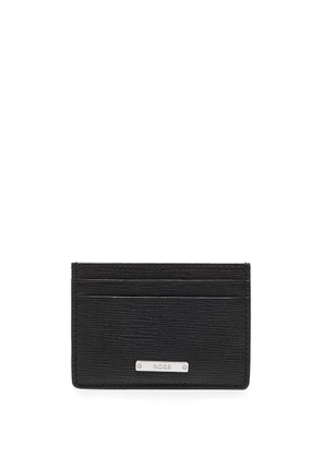 BOSS logo-plaque leather cardholder - Black