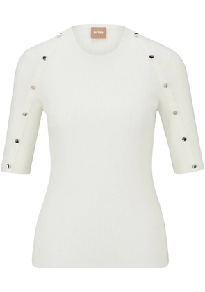 BOSS decorative-button ribbed-knit top - White