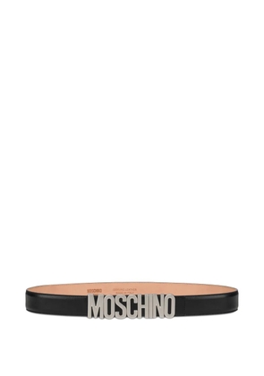 Moschino logo-lettering leather belt - Black