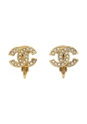 CHANEL Pre-Owned 1990s CC logo crystal clip-on earrings - Gold