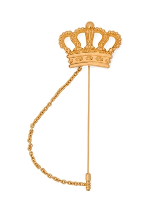 Moschino crown-plaque brooch - Gold