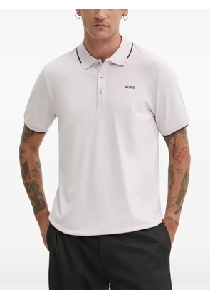 HUGO button contrast-trim polo shirt - White