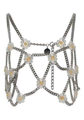 Noir Kei Ninomiya floral-embellished chain-link vest - Silver