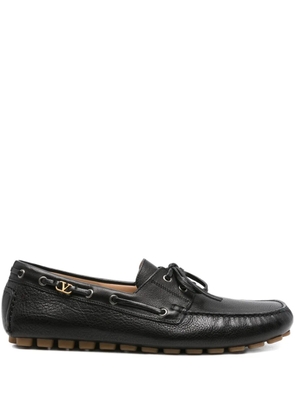 Valentino Garavani Fastaway leather lace-up boat shoes - Black