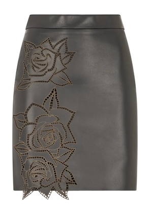 Roberto Cavalli laser-cut roses mini skirt - Black