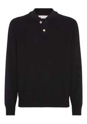 Brunello Cucinelli ribbed Henley-neck sweater - Black