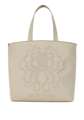 ETRO Octopus-embroidered tote bag - Neutrals