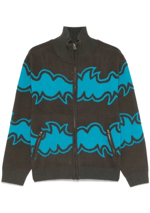 BLUEMARBLE jacquard zip-up cardigan - Grey