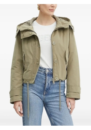 GUESS USA hooded button-fastening puffer jacket - Green