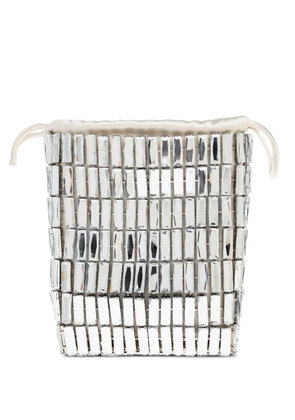 Self-Portrait crystal-embellished drawstring tote bag - Silver