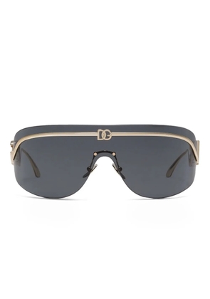 Dolce & Gabbana Eyewear logo-plaque shield-frame sunglasses - Gold