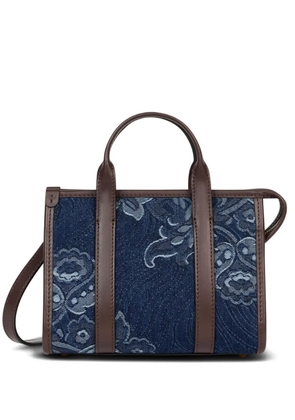 ETRO mini floral-jacquard denim tote bag - Blue