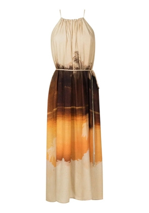 Lenny Niemeyer graphic-print midi dress - Brown
