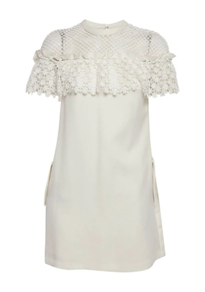 Self-Portrait lace-detail mini dress - White