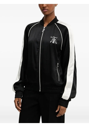 Karl Lagerfeld satin-panelled embroidered jacket - Black