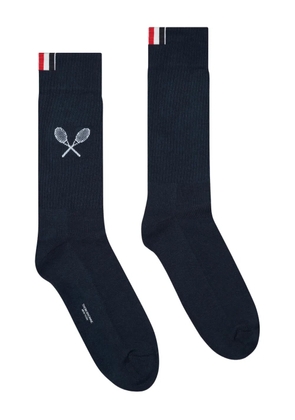 Thom Browne double-racket ribbed-detailed socks - Blue