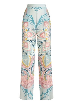 ETRO paisley-print satin-finish trousers - Blue