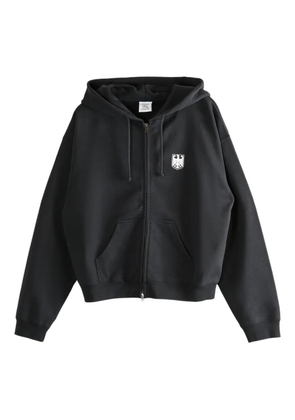 VETEMENTS logo-embroidered zip-fastening hoodie - Black
