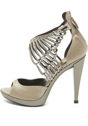 Roberto Cavalli Vintage 100mm rhinestone-embellished platform sandals - Green