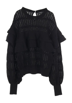 CHANEL Pre-Owned 1986-1988 frill knitted top - Black