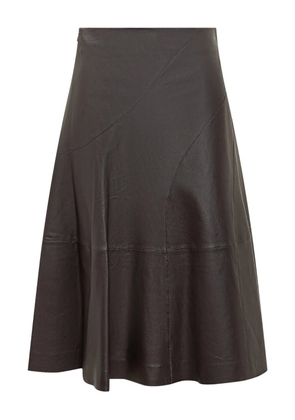 BOSS Sevani panelled leather midi skirt - Brown
