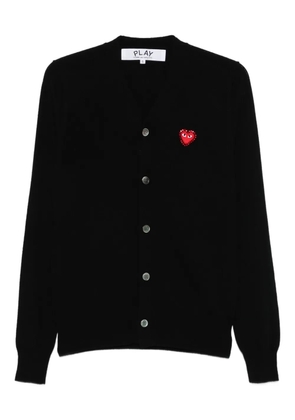 Comme Des Garçons Play heart-emblem rhinestone-embellishment cardigan - Black